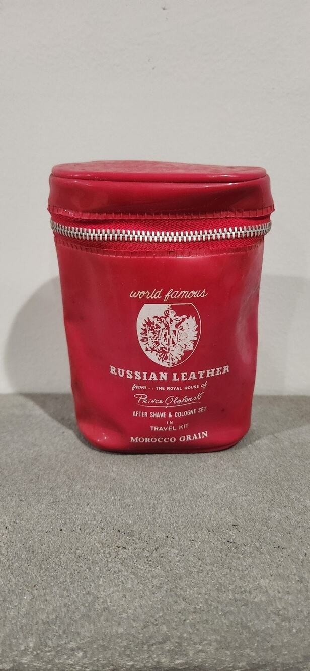 Rare Vintage Prince Obolenski Russian Leather Red Travel Kit Case